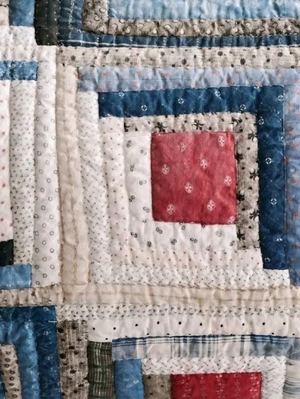 Pottery Barn Lasson Handcrafted Applique Quilt King/Cal King Blue Patchwork New
